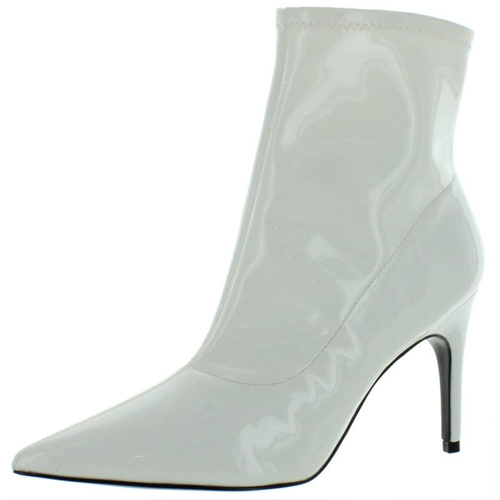 Nine West Womens Jory3 White Pointed Toe Solid Booties Shoes Imperfections